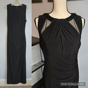 Lauren Ralph Lauren Black Maxi Dress with Beaded Neckline